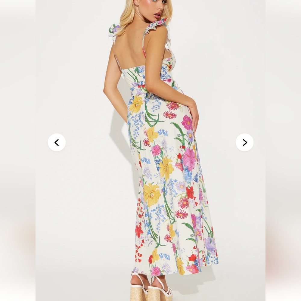 NWT Sexy Floral Maxi Dress with Ruffle Straps Size XL - Picture 3 of 3